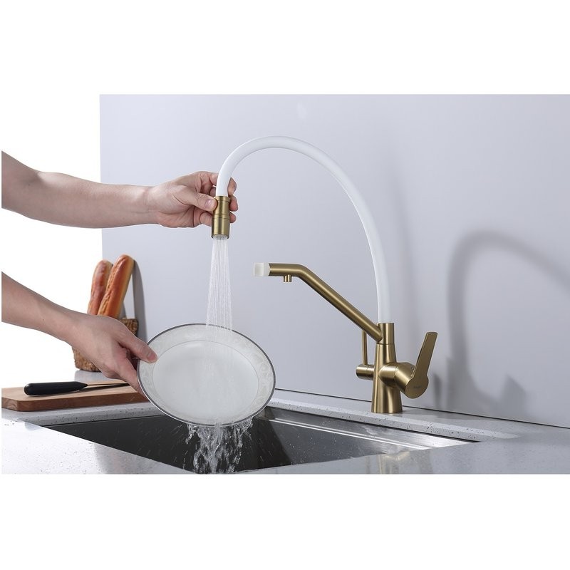 Смеситель для кухни с подключением фильтра Raglo R80.62.03, золотой сатин