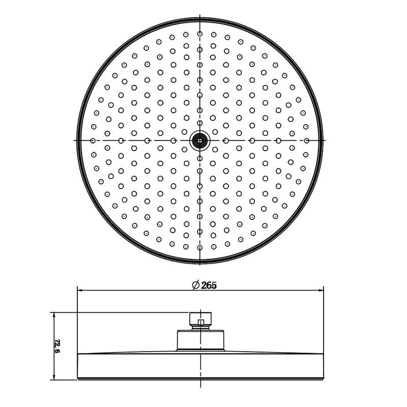 Верхний душ 1 режим, 265 мм, хром AQUAme AQM8604CR