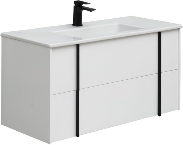 Тумба с раковиной Allen Brau Reality 100 подвесная, белый матовый, раковина Fantasy Flat 102x47, белая