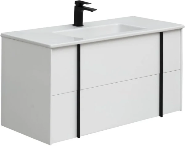 Тумба с раковиной Allen Brau Reality 100 подвесная, белый матовый, раковина Fantasy Flat 102x47, белая