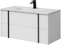 Тумба с раковиной Allen Brau Reality 100 подвесная, белый матовый, раковина Fantasy Flat 102x47, белая