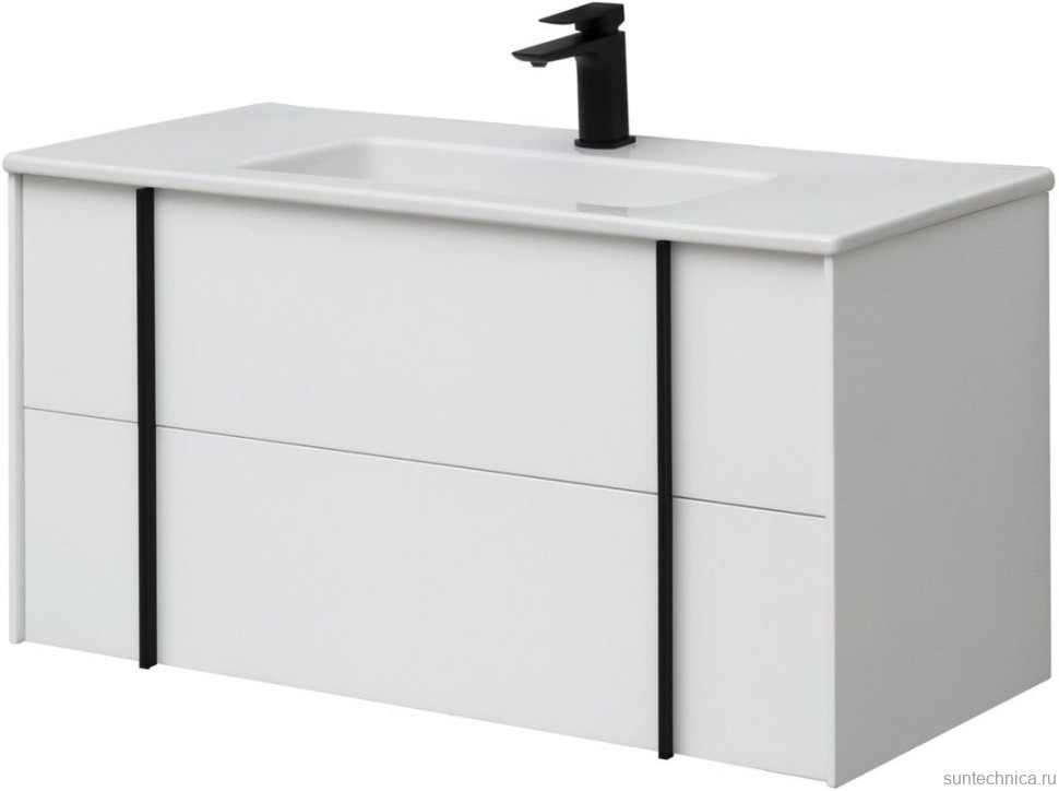 Тумба с раковиной Allen Brau Reality 100 подвесная, белый матовый, раковина Fantasy Flat 102x47, белая