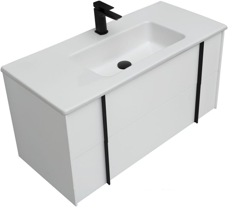 Тумба с раковиной Allen Brau Reality 100 подвесная, белый матовый, раковина Fantasy Flat 102x47, белая