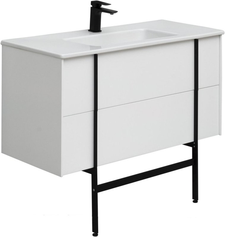 Тумба с раковиной Allen Brau Reality 100 подвесная, белый матовый, раковина Fantasy Flat 102x47, белая