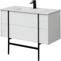 Тумба с раковиной Allen Brau Reality 100 подвесная, белый матовый, раковина Fantasy Flat 102x47, белая