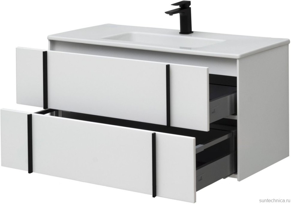 Тумба с раковиной Allen Brau Reality 100 подвесная, белый матовый, раковина Fantasy Flat 102x47, белая