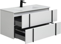 Тумба с раковиной Allen Brau Reality 100 подвесная, белый матовый, раковина Fantasy Flat 102x47, белая
