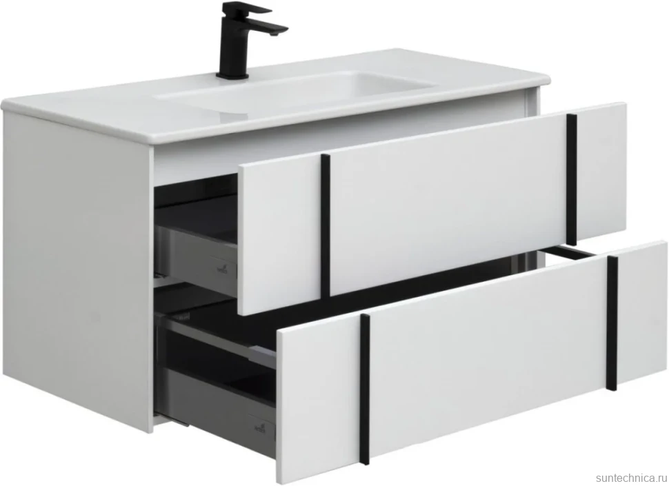 Тумба с раковиной Allen Brau Reality 100 подвесная, белый матовый, раковина Fantasy Flat 102x47, белая