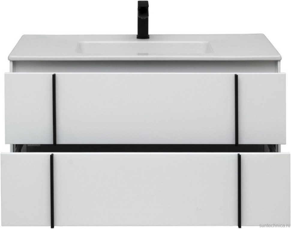Тумба с раковиной Allen Brau Reality 100 подвесная, белый матовый, раковина Fantasy Flat 102x47, белая