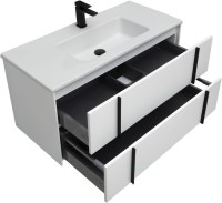 Тумба с раковиной Allen Brau Reality 100 подвесная, белый матовый, раковина Fantasy Flat 102x47, белая