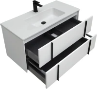 Тумба с раковиной Allen Brau Reality 100 подвесная, белый матовый, раковина Fantasy Flat 102x47, белая