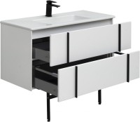 Тумба с раковиной Allen Brau Reality 100 подвесная, белый матовый, раковина Fantasy Flat 102x47, белая