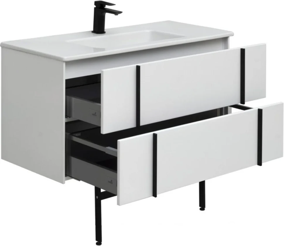 Тумба с раковиной Allen Brau Reality 100 подвесная, белый матовый, раковина Fantasy Flat 102x47, белая