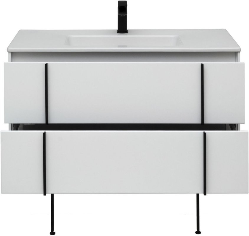 Тумба с раковиной Allen Brau Reality 100 подвесная, белый матовый, раковина Fantasy Flat 102x47, белая