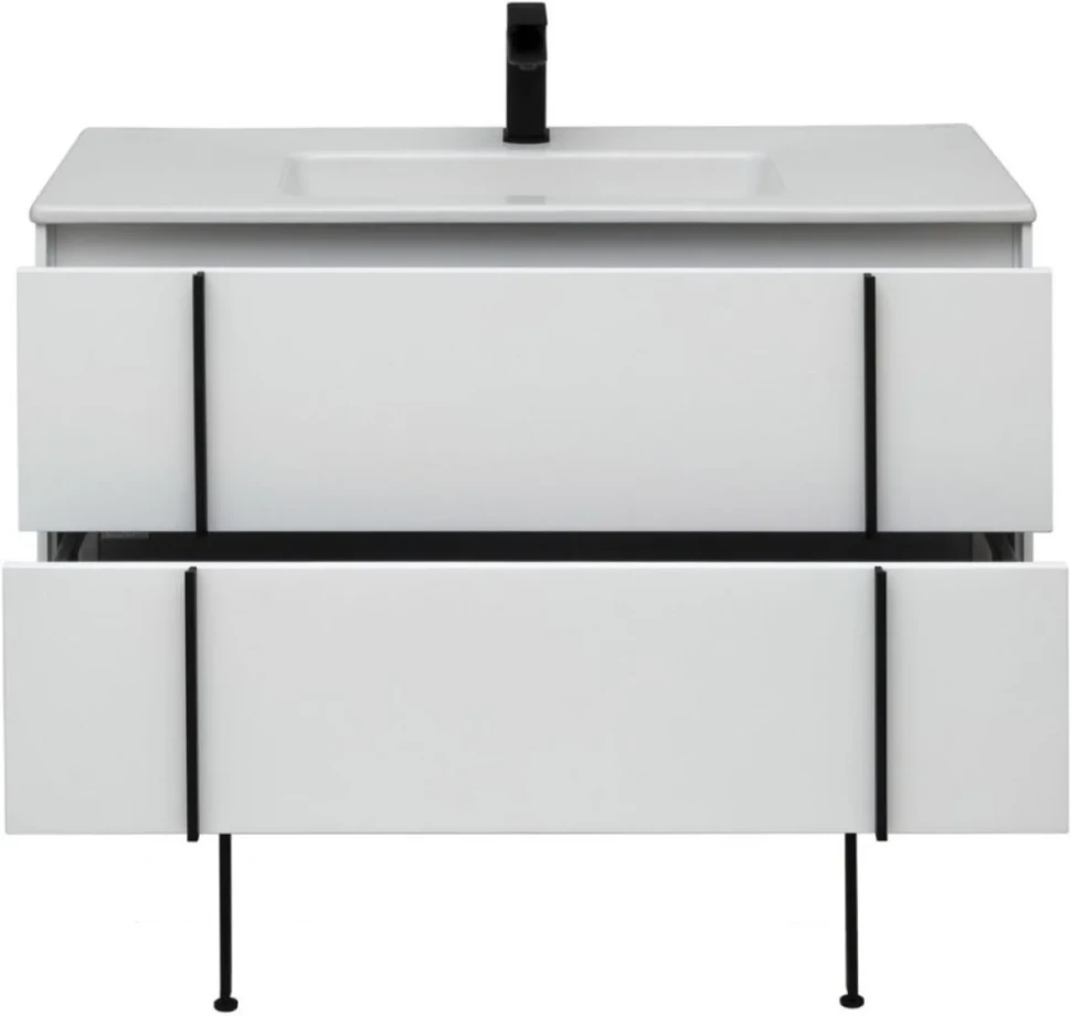 Тумба с раковиной Allen Brau Reality 100 подвесная, белый матовый, раковина Fantasy Flat 102x47, белая