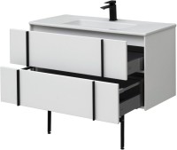 Тумба с раковиной Allen Brau Reality 100 подвесная, белый матовый, раковина Fantasy Flat 102x47, белая