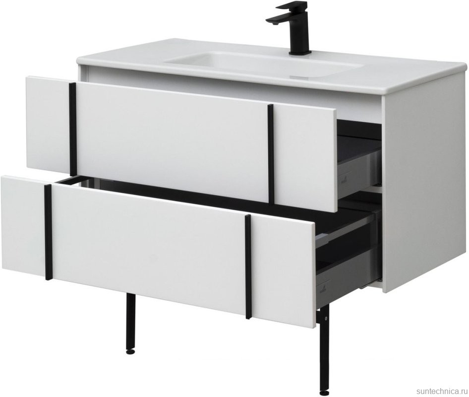 Тумба с раковиной Allen Brau Reality 100 подвесная, белый матовый, раковина Fantasy Flat 102x47, белая