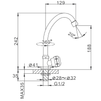 Кран Frap F4195 хром Кран Frap F4195 хром