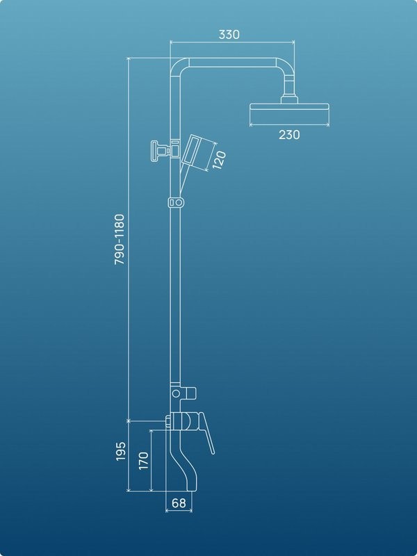Душевая стойка РМС PL7 PL7BL-009DK черная