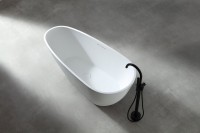 Ванна из искусственного камня Abber Dortmund 170x75 см, отдельностоящая, матовая белая, овальная, со сливом-переливом
