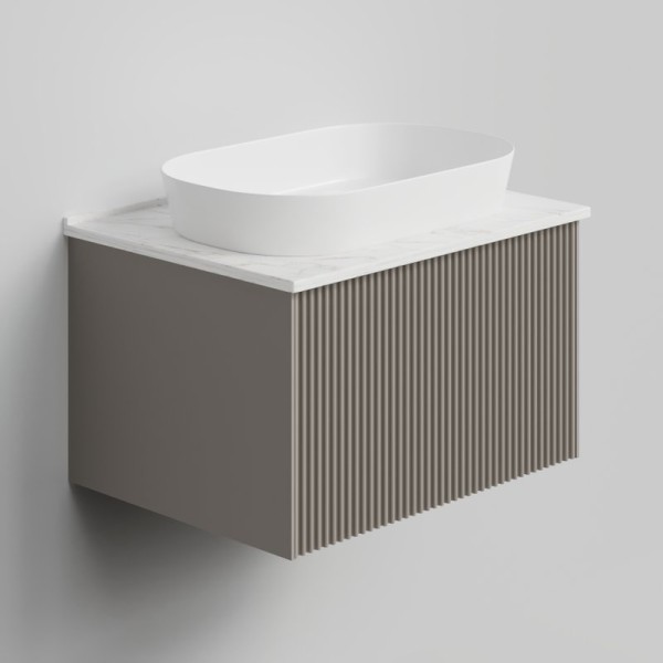 Тумба с раковиной La Fenice Terra 60 подвесная, cappuccino, столешница белый мрамор, раковина белая матовая