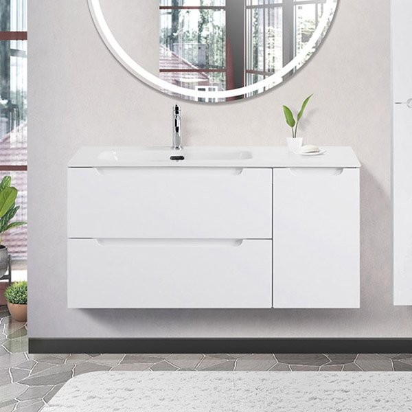 Тумба с раковиной BelBagno Etna 100 L 2 ящика. дверца, bianco lucido