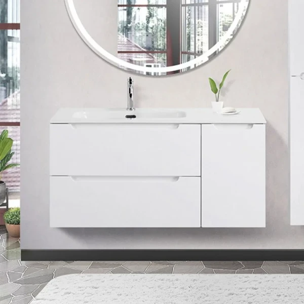 Тумба с раковиной BelBagno Etna 100 L 2 ящика. дверца, bianco lucido