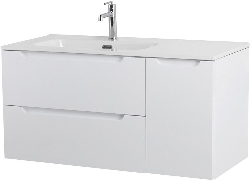 Тумба с раковиной BelBagno Etna 100 L 2 ящика. дверца, bianco lucido