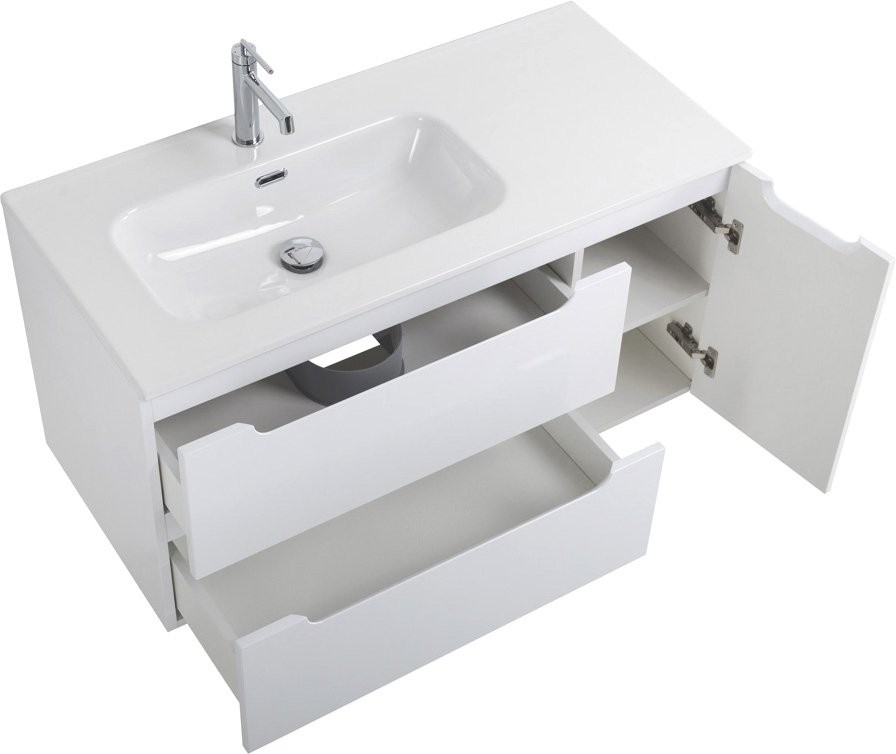 Тумба с раковиной BelBagno Etna 100 L 2 ящика. дверца, bianco lucido