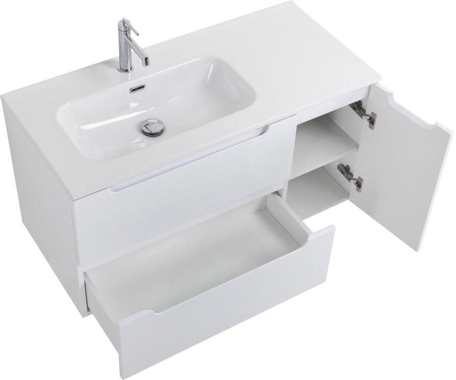 Тумба с раковиной BelBagno Etna 100 L 2 ящика. дверца, bianco lucido