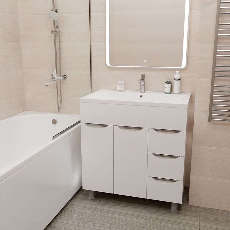 Тумба д/ванной "ЭТЬЕН-80" под раковину Нелли-80 (MIXLINE) (ПВХ)