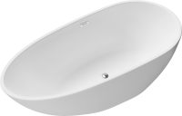 Акриловая ванна Grossman Fly GR-1103M 160x80 см, отдельностоящая, белая матовая, овальная, с каркасом, со сливом-переливом