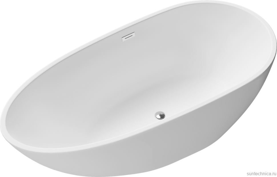 Акриловая ванна Grossman Fly GR-1103M 160x80 см, отдельностоящая, белая матовая, овальная, с каркасом, со сливом-переливом