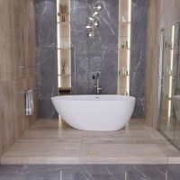 Акриловая ванна Grossman Fly GR-1103M 160x80 см, отдельностоящая, белая матовая, овальная, с каркасом, со сливом-переливом