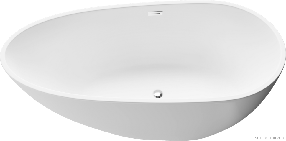 Акриловая ванна Grossman Fly GR-1103M 160x80 см, отдельностоящая, белая матовая, овальная, с каркасом, со сливом-переливом