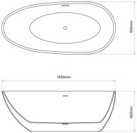 Акриловая ванна Grossman Fly GR-1103M 160x80 см, отдельностоящая, белая матовая, овальная, с каркасом, со сливом-переливом