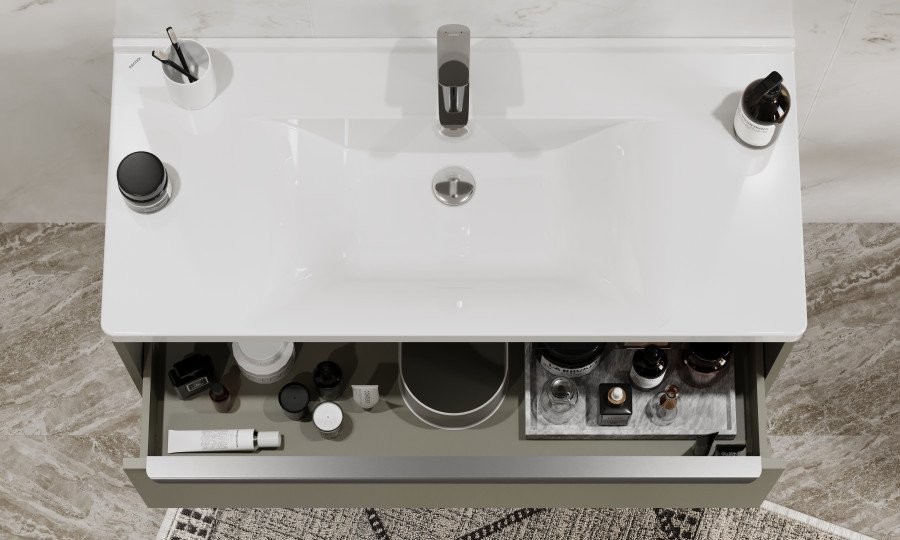 Тумба под раковину без столешницы AQUATON Хоуп 100 подвесная, 1 ящик, хаки