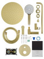 Душевой комплект Wonzon & Woghand Brilliant WW-88939079-BG С ВНУТРЕННЕЙ ЧАСТЬЮ, брашированное золото