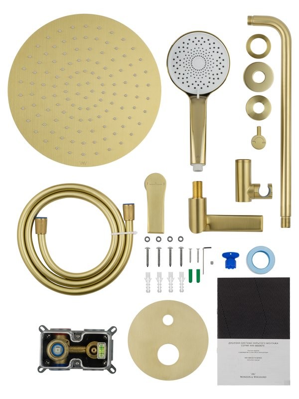 Душевой комплект Wonzon & Woghand Brilliant WW-88939079-BG С ВНУТРЕННЕЙ ЧАСТЬЮ, брашированное золото