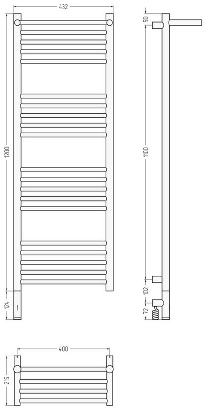 Полотенцесушитель электрический Сунержа Богема 3.1 30-6006-1240 130x45 см, подключение слева, матовый белый, лесенка, с полкой