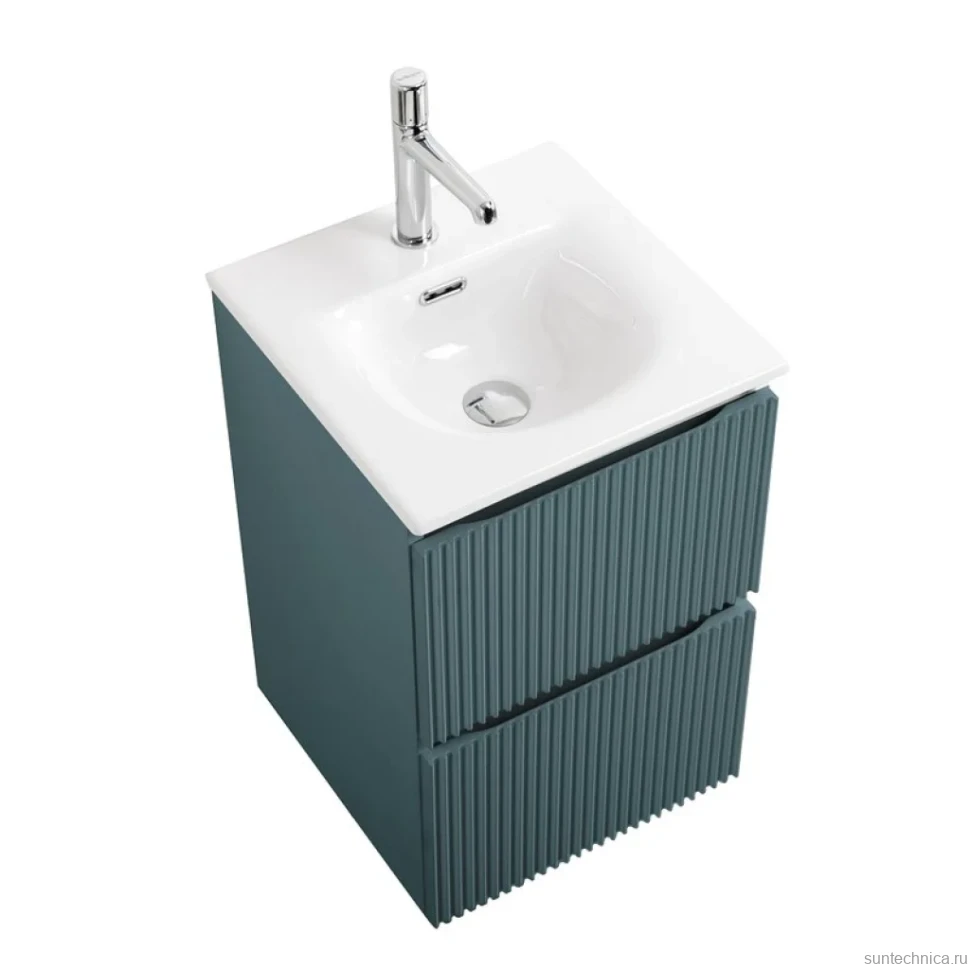 Тумба с раковиной BelBagno Uno-mini 40 подвесная, 2 ящика, матовая голубая