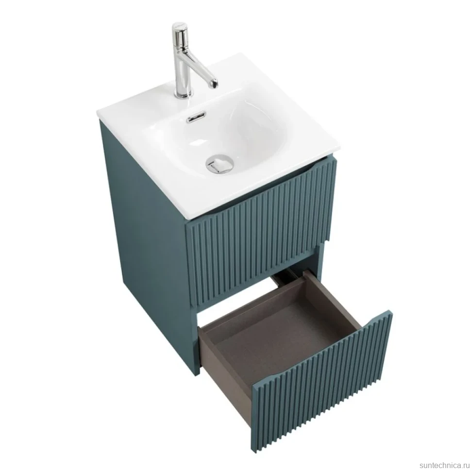 Тумба с раковиной BelBagno Uno-mini 40 подвесная, 2 ящика, матовая голубая