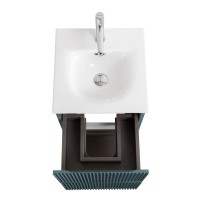 Тумба с раковиной BelBagno Uno-mini 40 подвесная, 2 ящика, матовая голубая