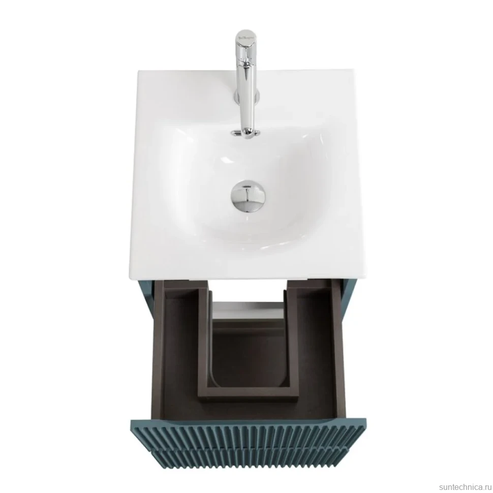Тумба с раковиной BelBagno Uno-mini 40 подвесная, 2 ящика, матовая голубая