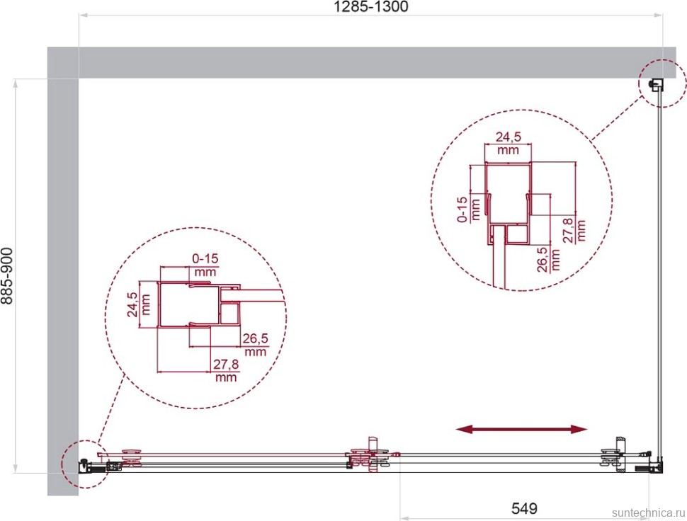 Душевой уголок BelBagno Luce AH-1-130/90-C-Cr профиль хром, стекло прозрачное