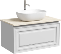 Тумба с раковиной Sancos Very 80 см, bianco, столешница бежевая, раковина CN6009