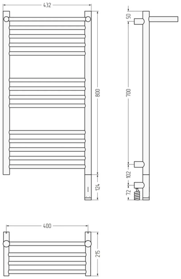 Полотенцесушитель электрический Сунержа Богема 3.1 032-6007-8040 90x45 см, подключение справа, матовое золото, лесенка, с полкой