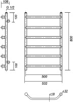 Полотенцесушитель водяной Domoterm Лаура П6 50x80, золото