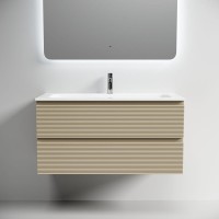 Тумба под раковину подвесная Sancos Folk 995х445х500 мм, c двумя ящиками оснащенными доводчиками, Капучино