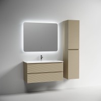 Тумба под раковину подвесная Sancos Folk 995х445х500 мм, c двумя ящиками оснащенными доводчиками, Капучино